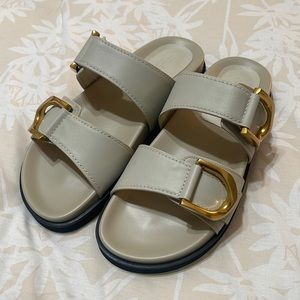 Charles & Keith Gabine Buckled Leather Slide Sandals
